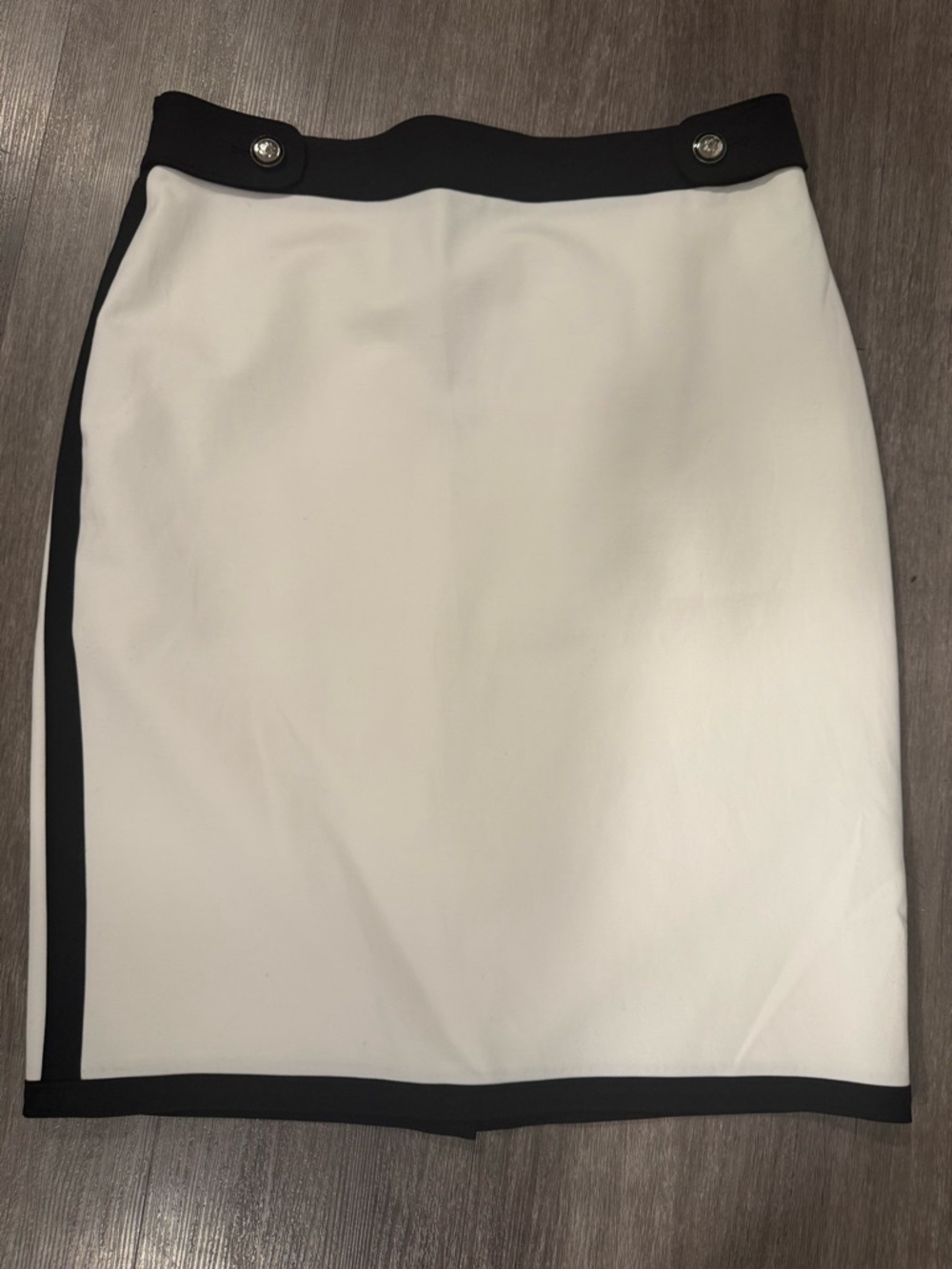 White House Black Market Black and White Button-Accent Pencil Skirt